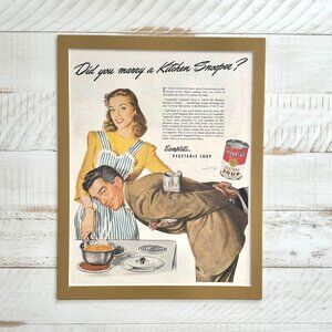 Whimsical 1940s Funny MCM Kitchen Refresh Wall Art, Vintage WWII Magazine Ad